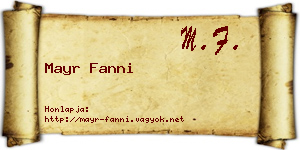 Mayr Fanni névjegykártya